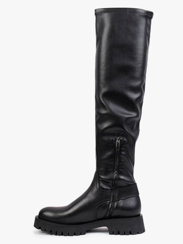 Lupper Black Leather Over The Knee Boots