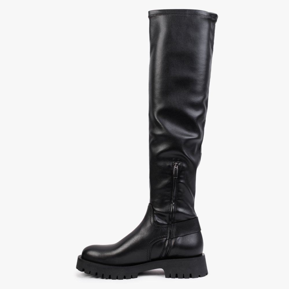 Lupper Black Leather Over The Knee Boots