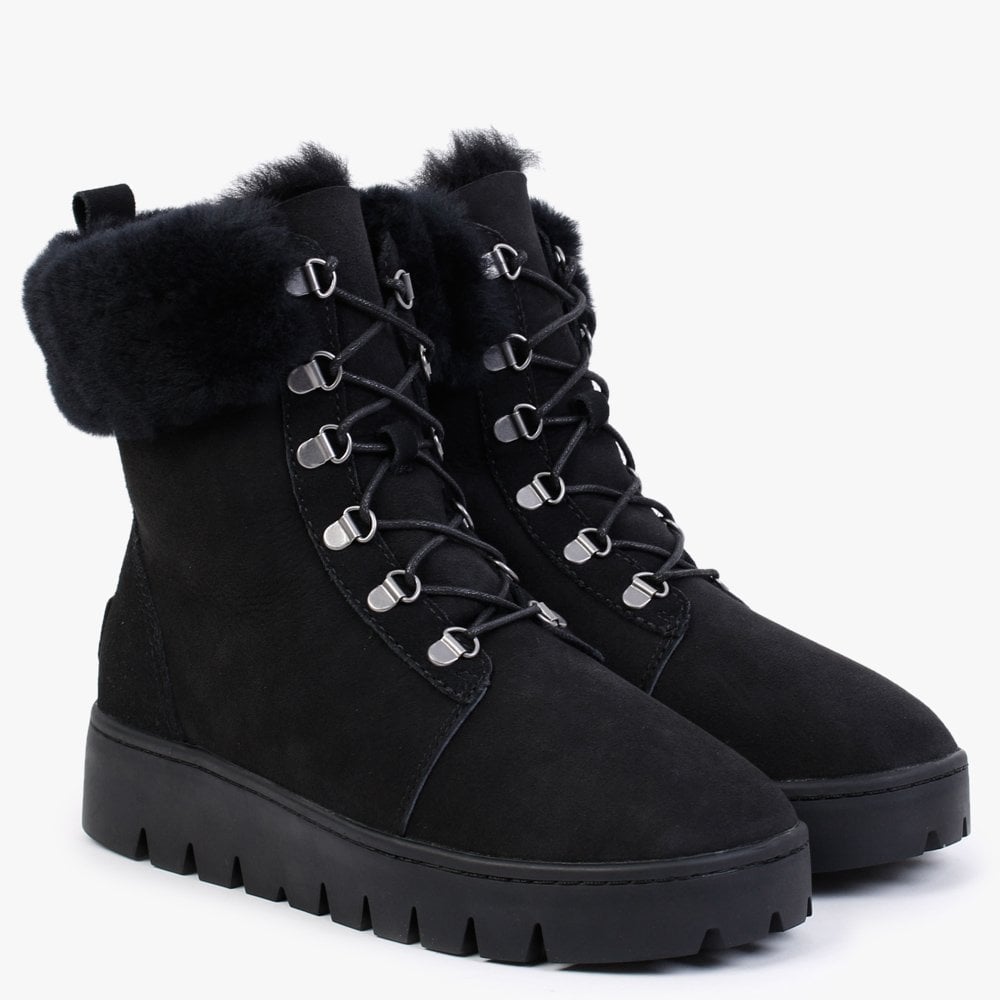 Cairns Black Twinface Sheepskin Boots
