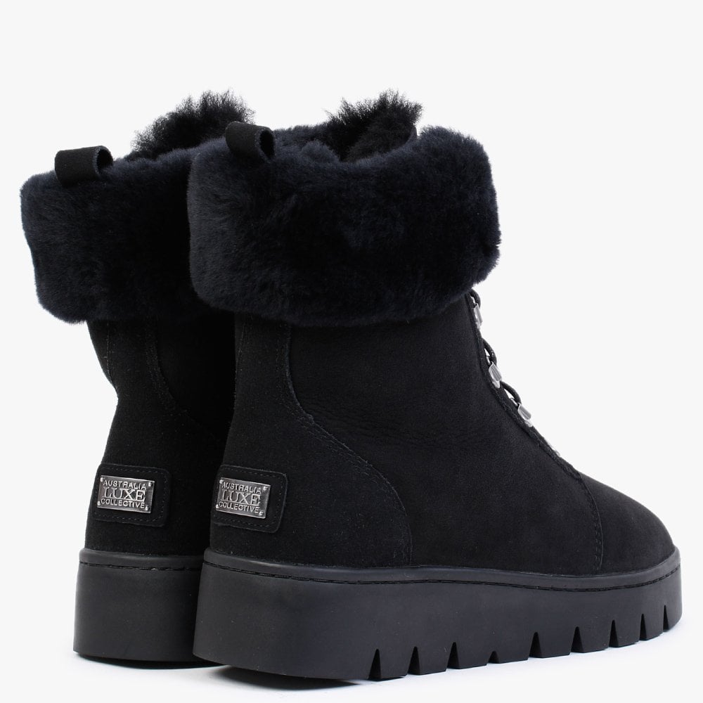 Cairns Black Twinface Sheepskin Boots