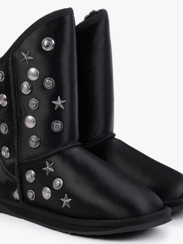 Angel Black Embellished Sheepskin Boots