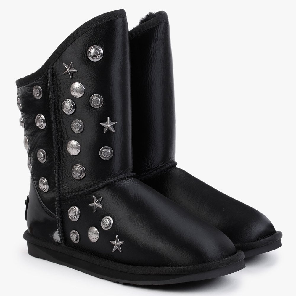 Angel Black Embellished Sheepskin Boots