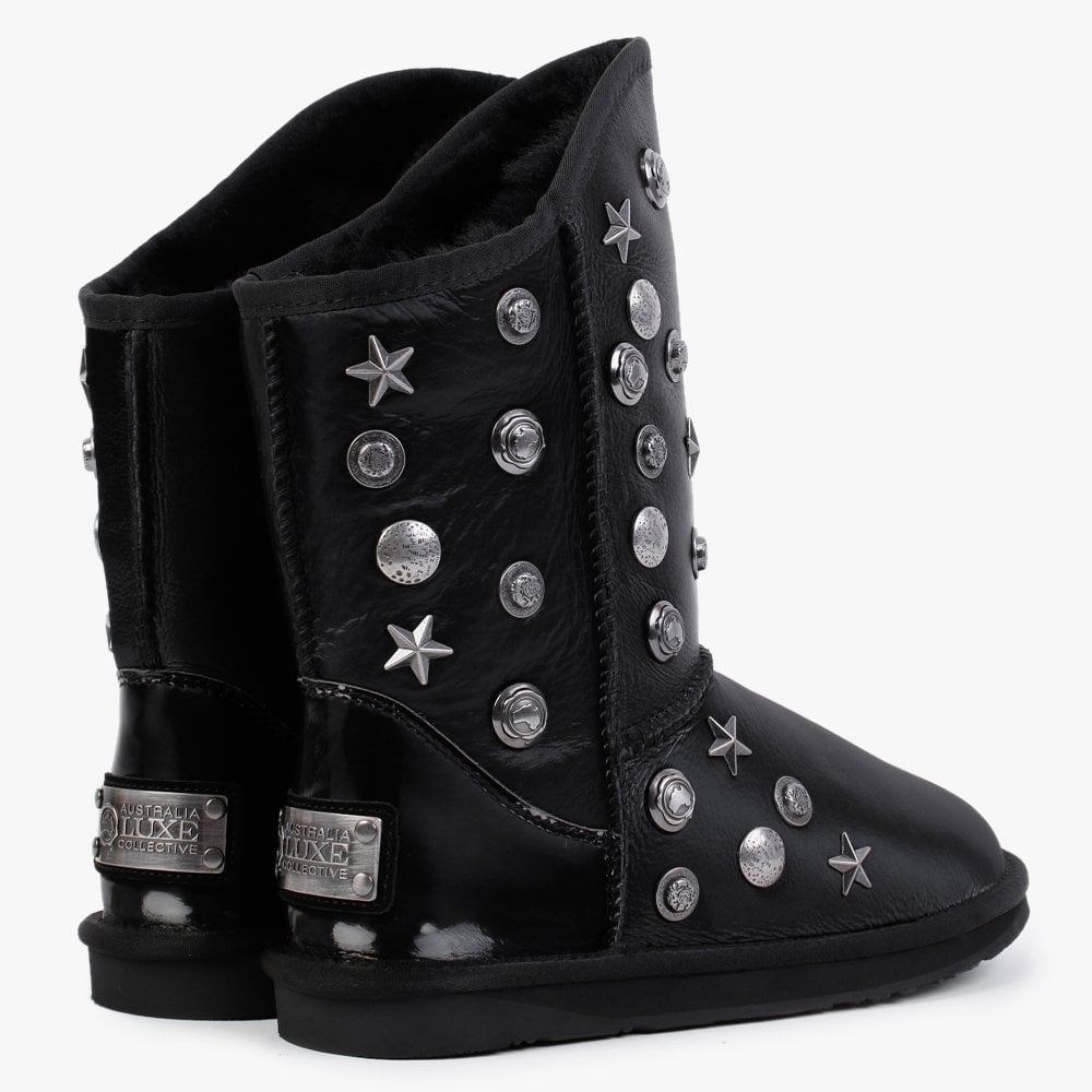 Angel Black Embellished Sheepskin Boots