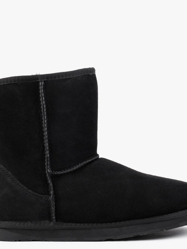 Heritage Short Black Twinface Sheepskin Boots