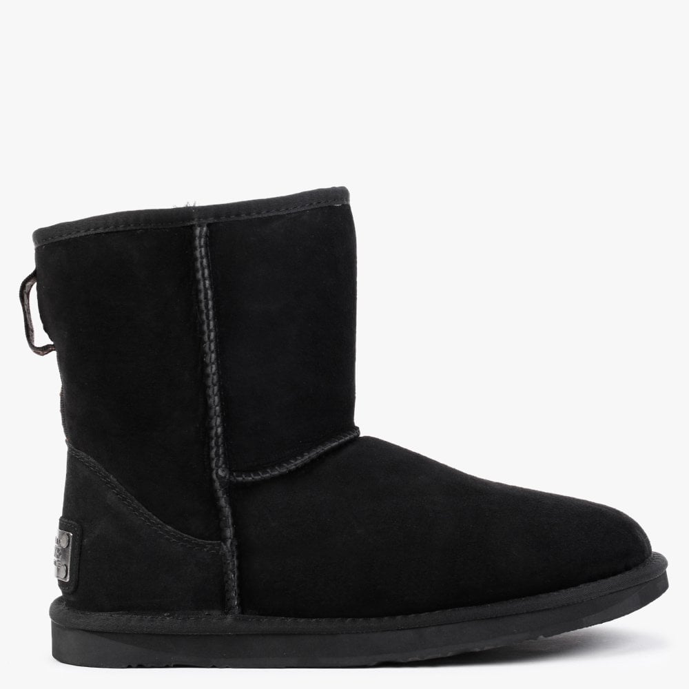 Heritage Short Black Twinface Sheepskin Boots