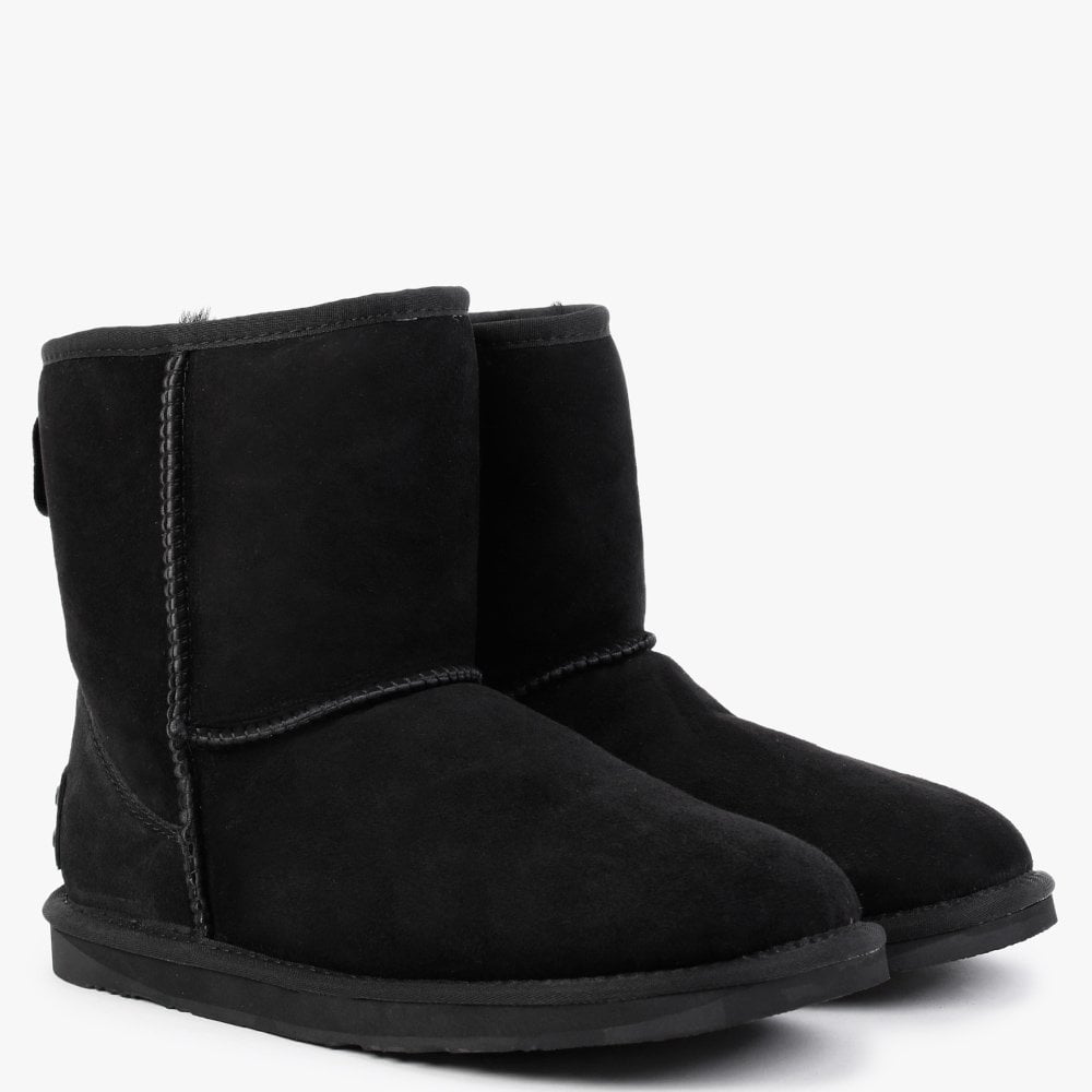 Heritage Short Black Twinface Sheepskin Boots