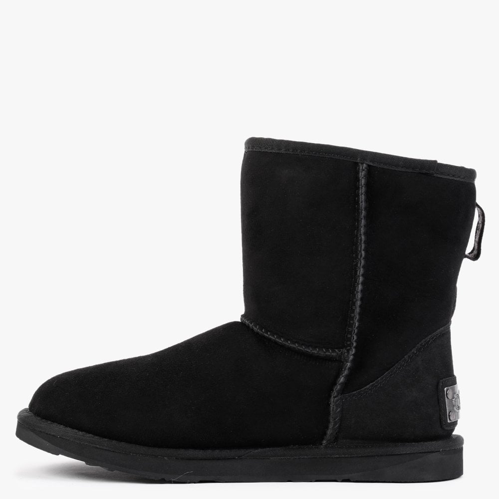Heritage Short Black Twinface Sheepskin Boots