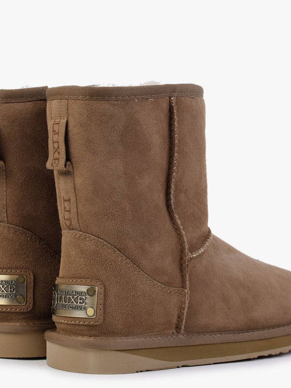 Heritage Short Chestnut Twinface Sheepskin Boots