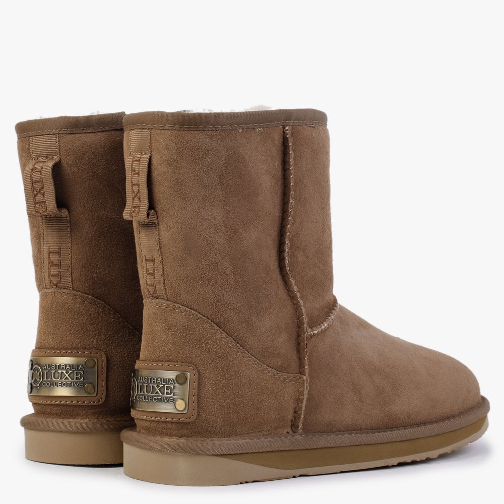 Heritage Short Chestnut Twinface Sheepskin Boots