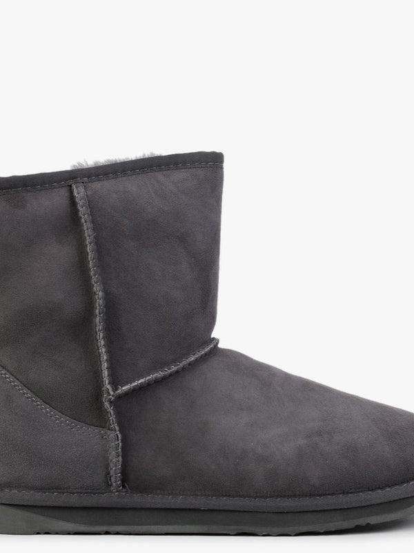 Heritage Short Gray Twinface Sheepskin Boots