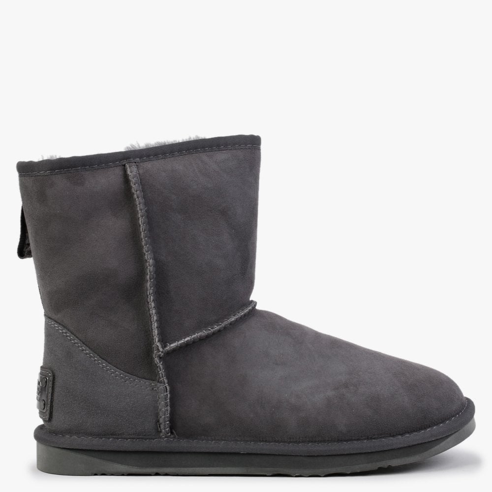 Heritage Short Gray Twinface Sheepskin Boots