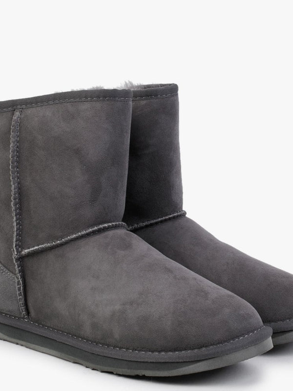 Heritage Short Gray Twinface Sheepskin Boots