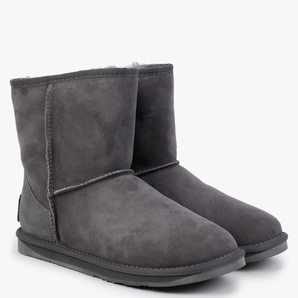Heritage Short Gray Twinface Sheepskin Boots
