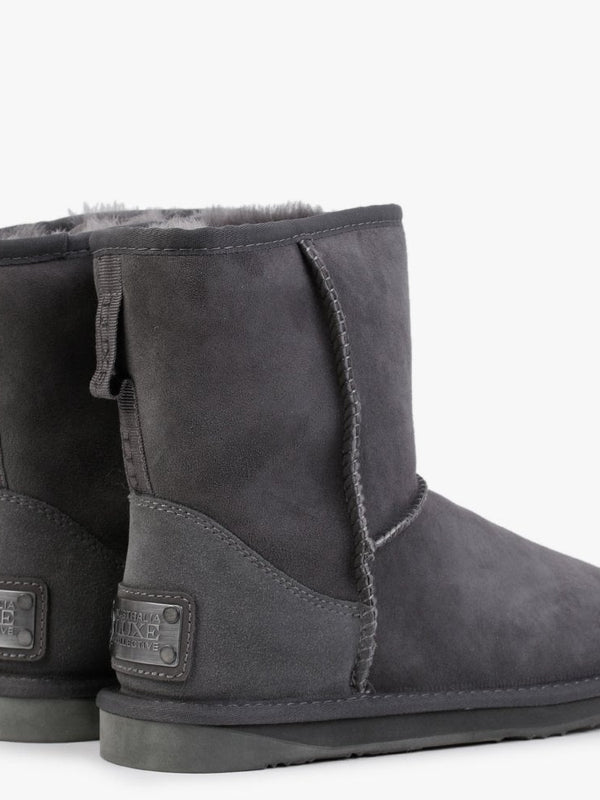 Heritage Short Gray Twinface Sheepskin Boots