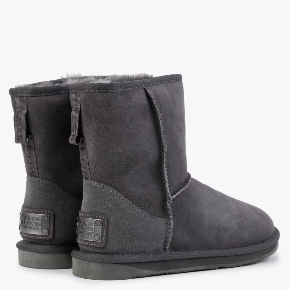 Heritage Short Gray Twinface Sheepskin Boots
