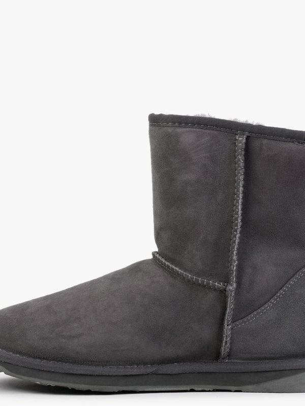 Heritage Short Gray Twinface Sheepskin Boots