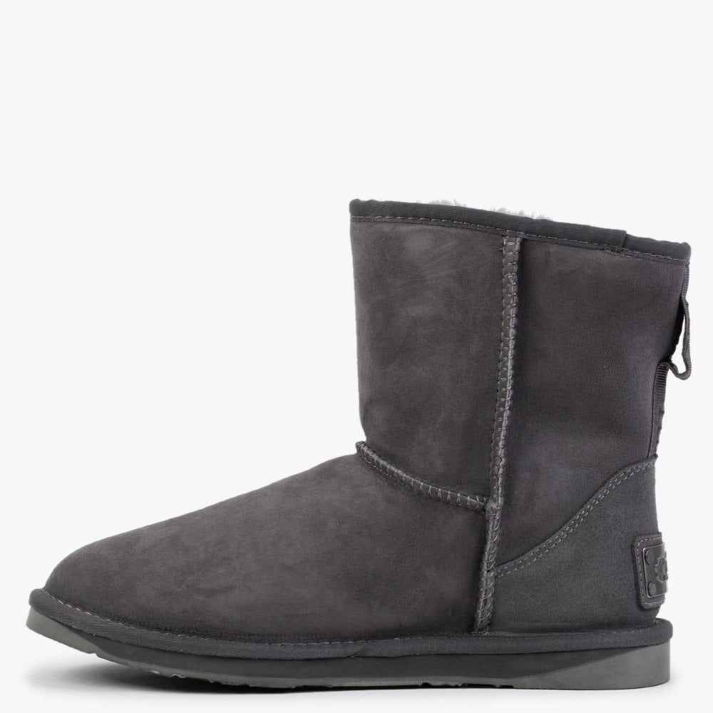 Heritage Short Gray Twinface Sheepskin Boots