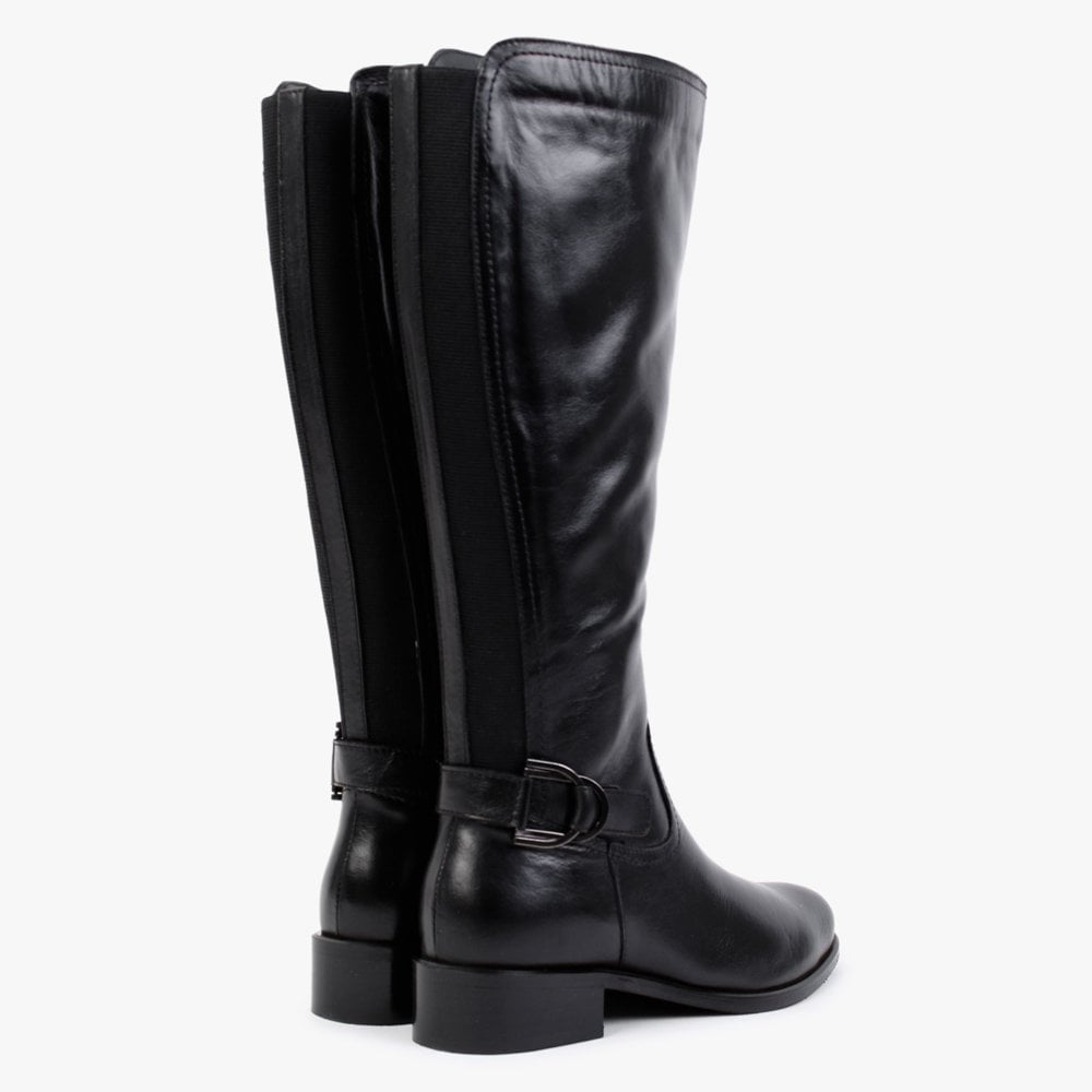 Sesda Black Leather D Ring Knee Boots