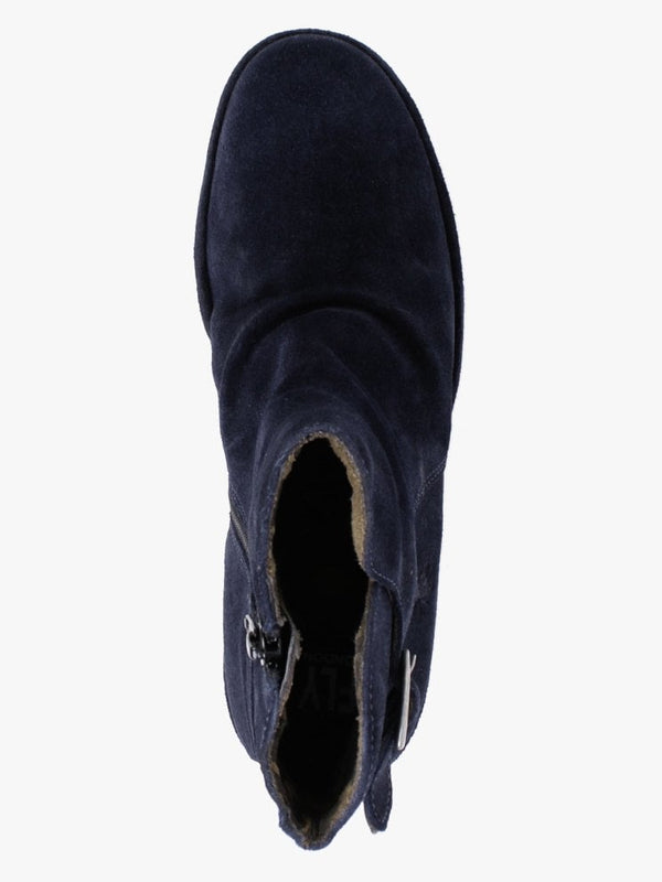 Wina Navy Suede Block Heel Ankle Boots