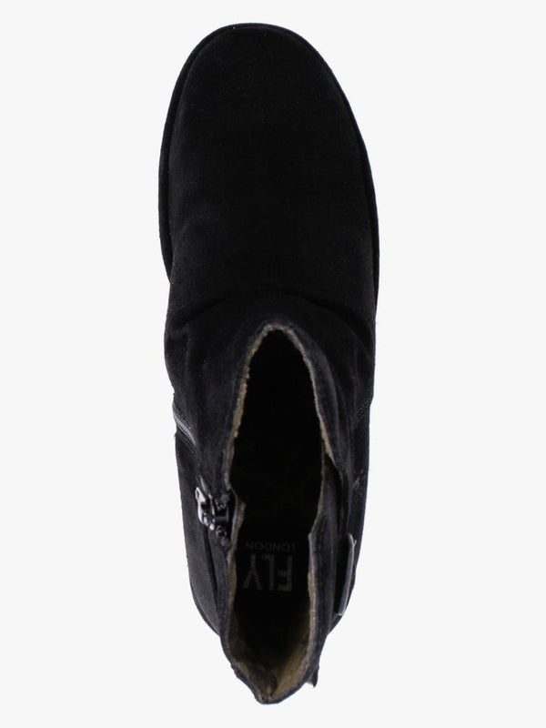 Wina Black Suede Block Heel Ankle Boots