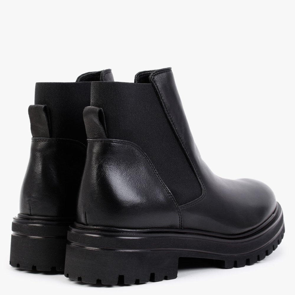 Sansole Black Leather Chelsea Boots