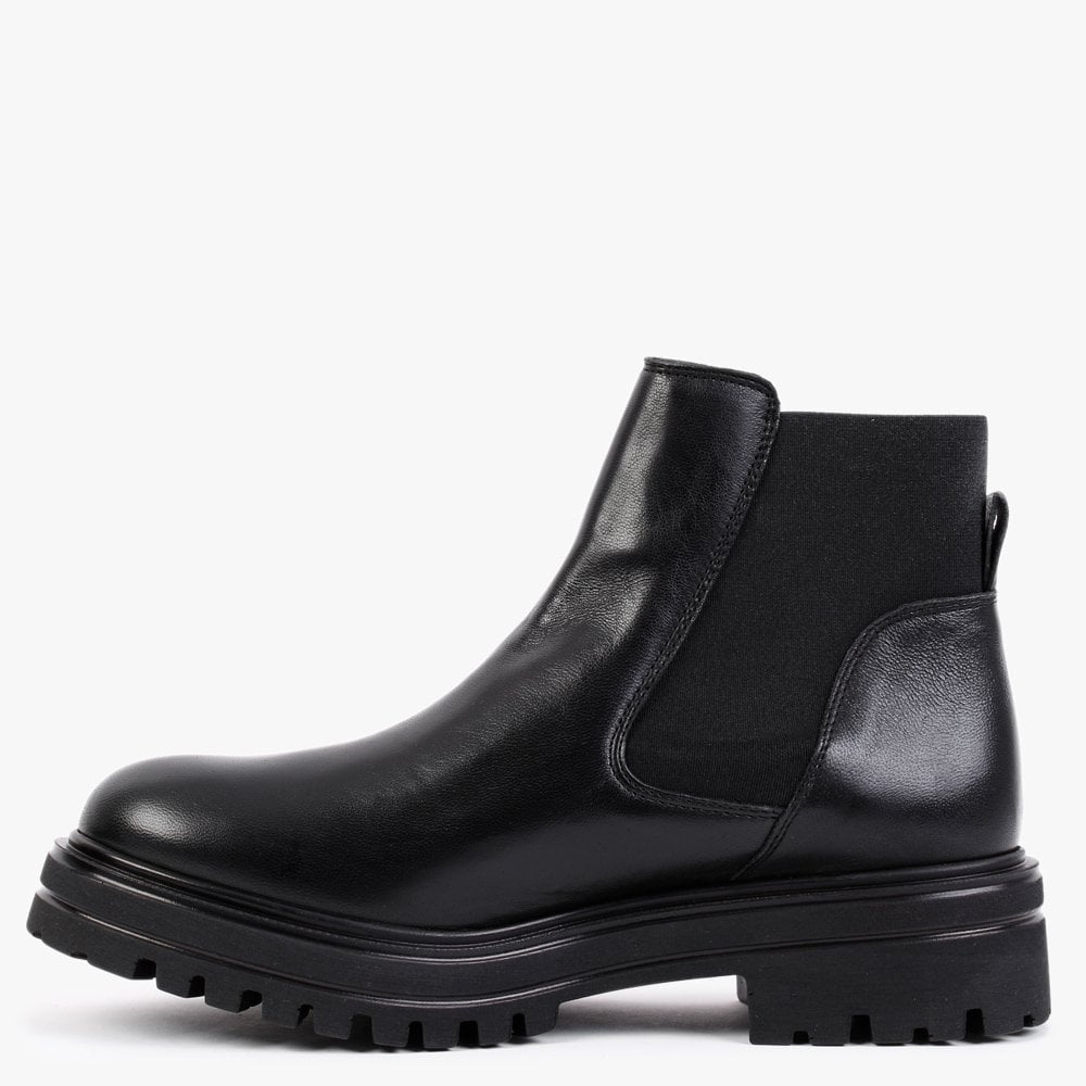 Sansole Black Leather Chelsea Boots
