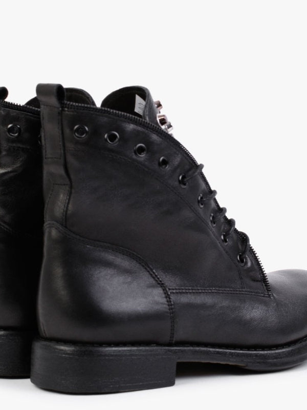 Sanstud Black Leather Studded Embellished Ankle Boots