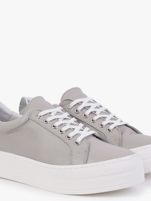 Suri Dark Grey Leather Flatform Trainers