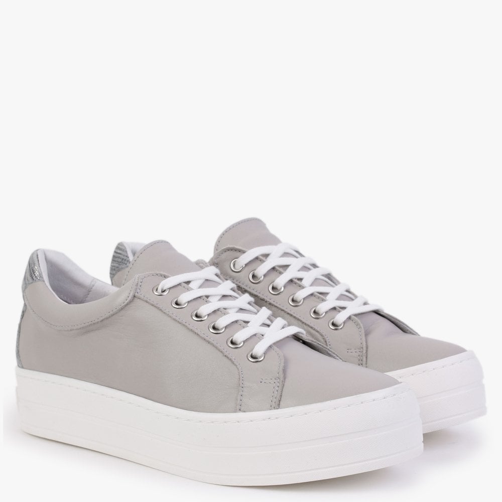 Suri Dark Grey Leather Flatform Trainers