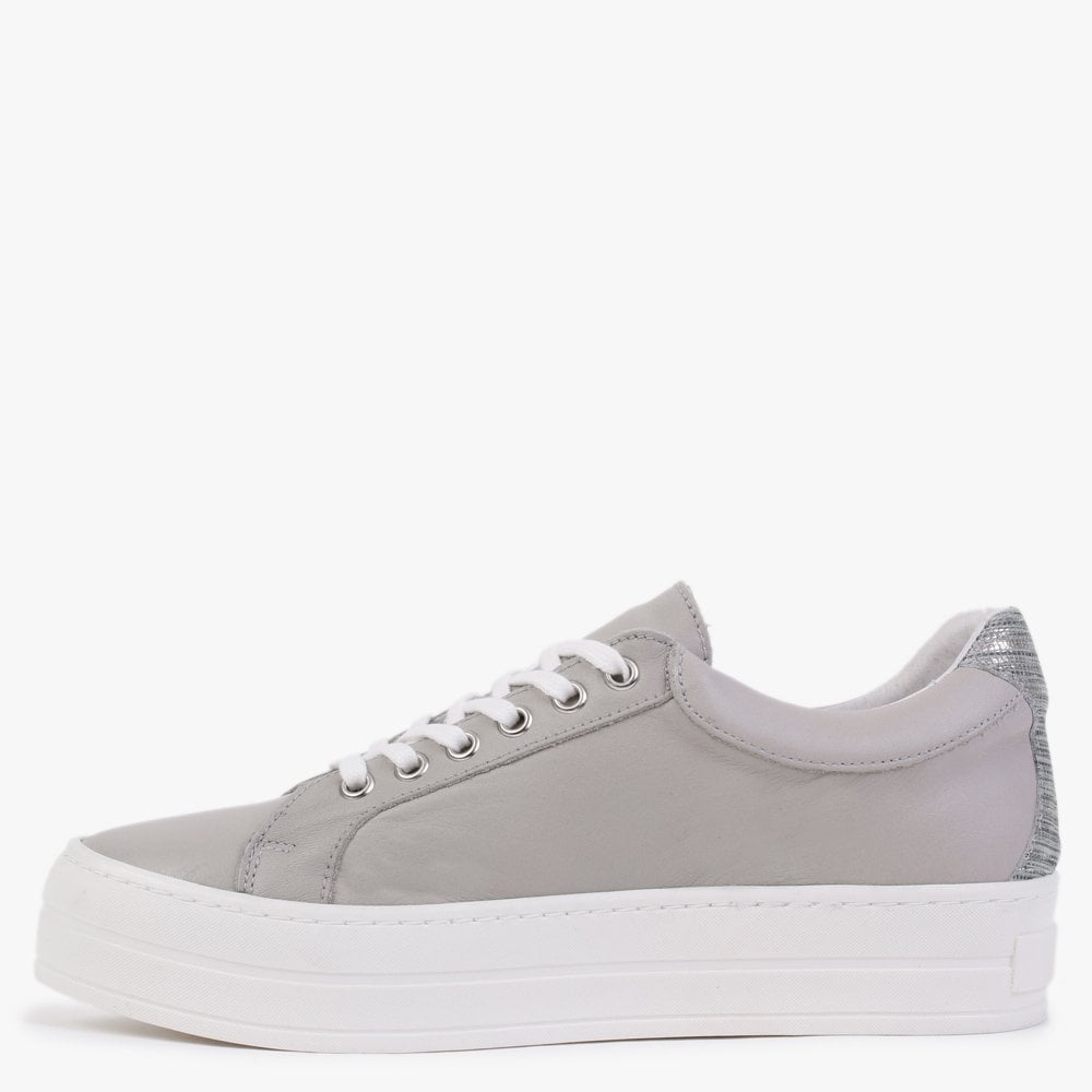 Suri Dark Grey Leather Flatform Trainers
