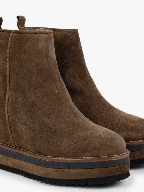 Chive Tan Suede Concealed Wedge Ankle Boots
