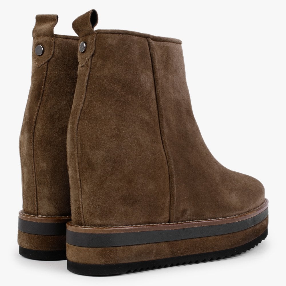 Chive Tan Suede Concealed Wedge Ankle Boots