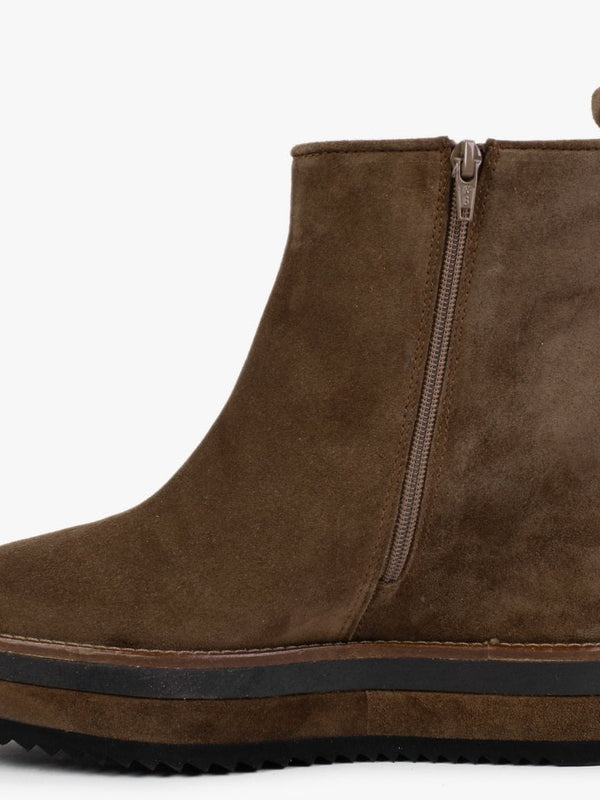 Chive Tan Suede Concealed Wedge Ankle Boots