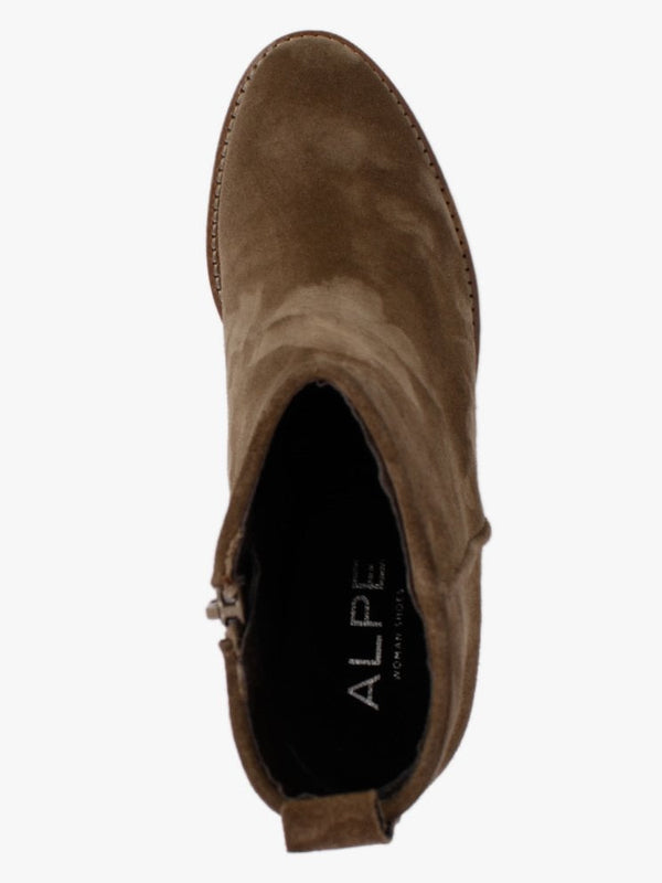 Chive Tan Suede Concealed Wedge Ankle Boots