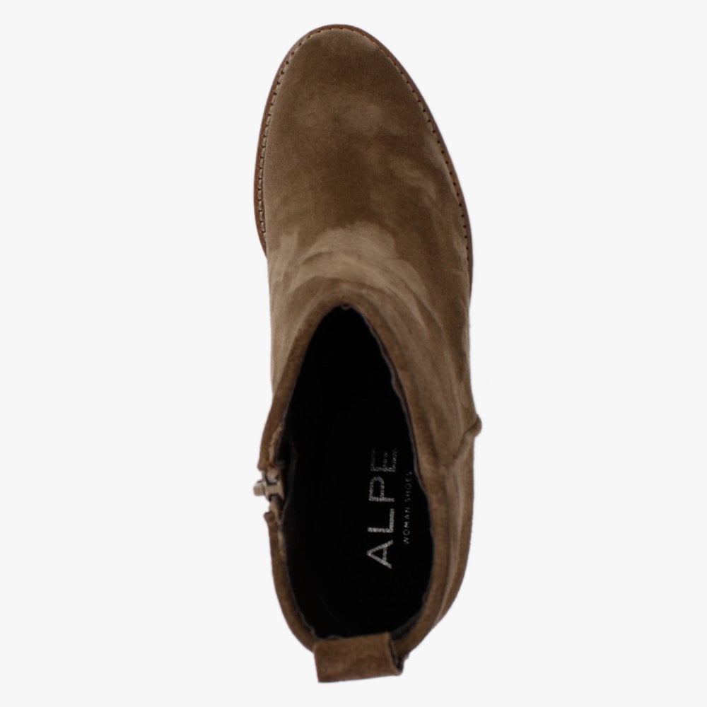 Chive Tan Suede Concealed Wedge Ankle Boots