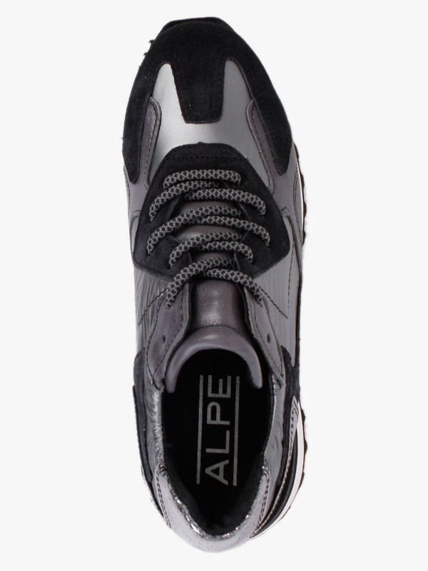 Angelica Grey & Black Leather Trainers