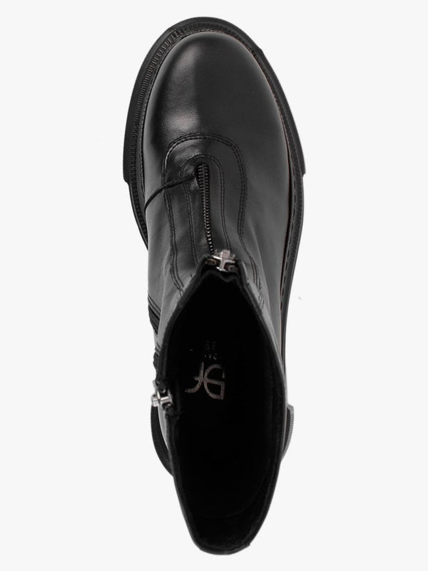 Myzip Black Leather Ankle Boots
