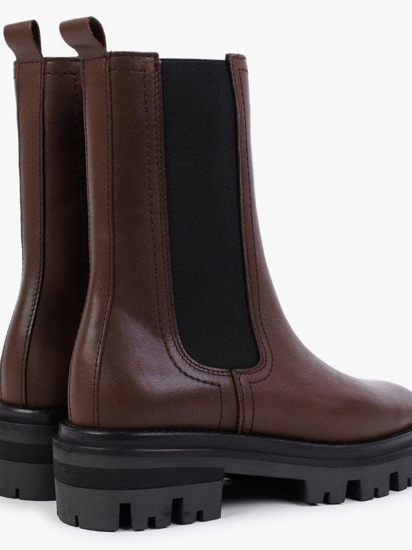 Chervil Brown Leather Elongated Chelsea Boots