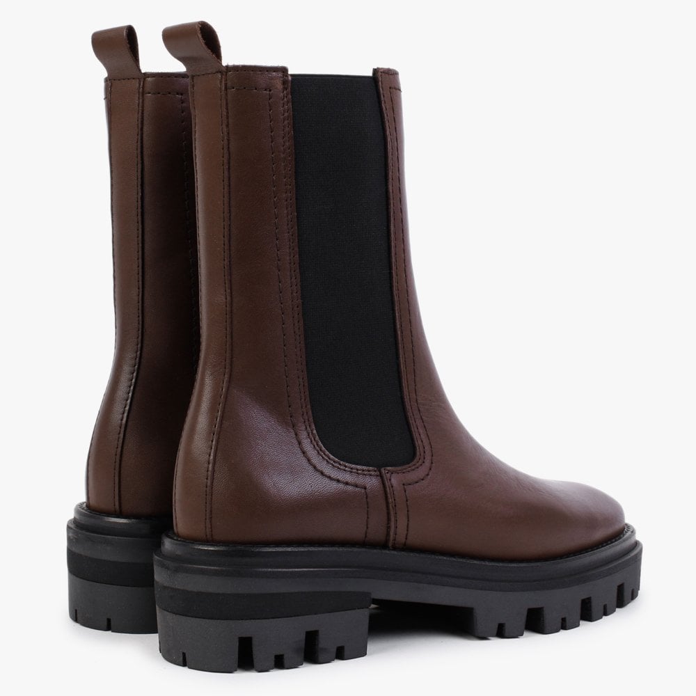Chervil Brown Leather Elongated Chelsea Boots