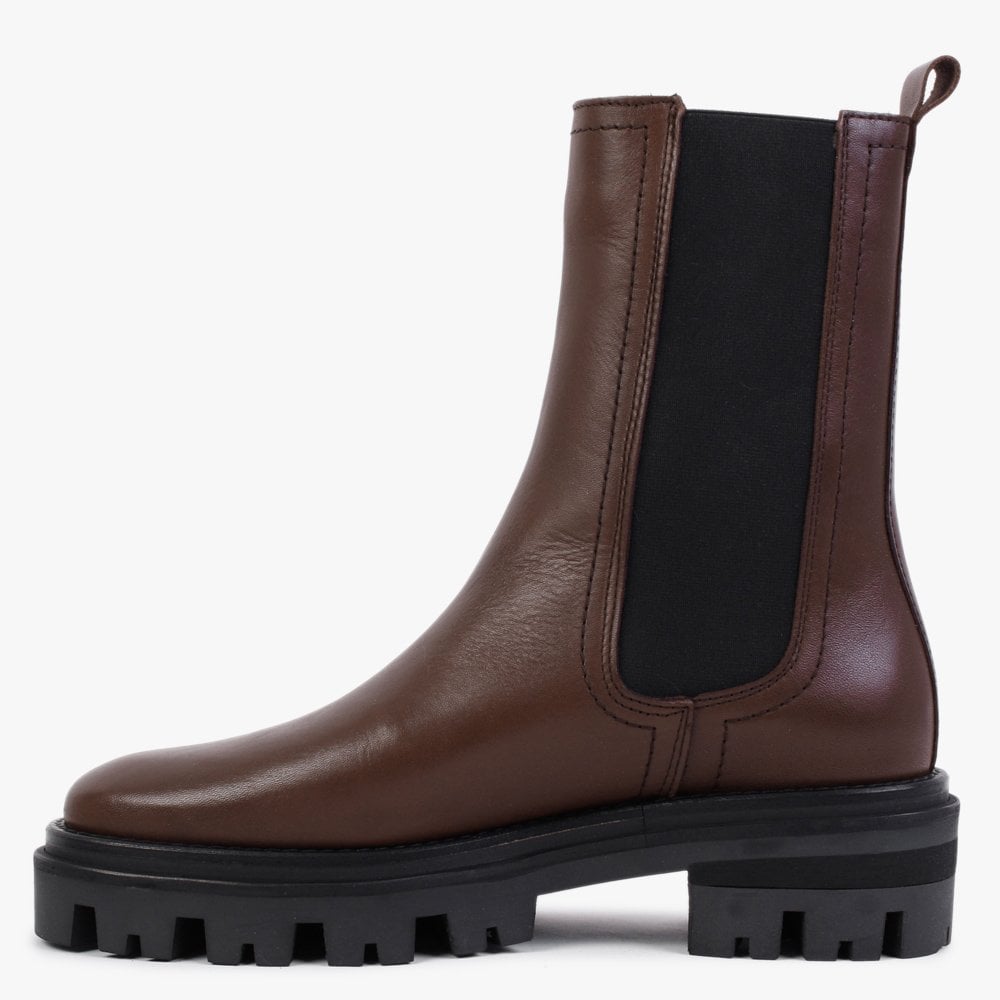Chervil Brown Leather Elongated Chelsea Boots