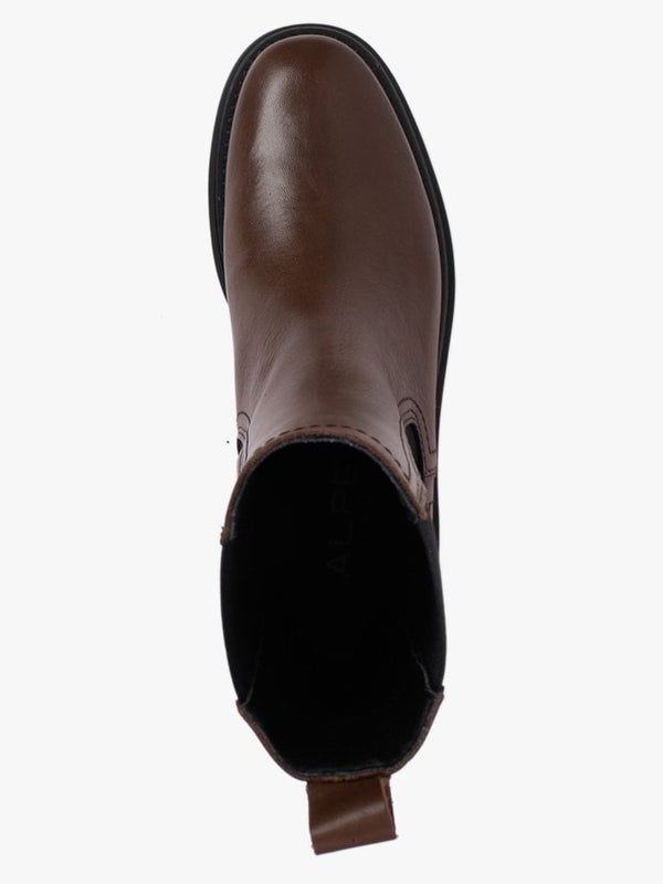 Chervil Brown Leather Elongated Chelsea Boots