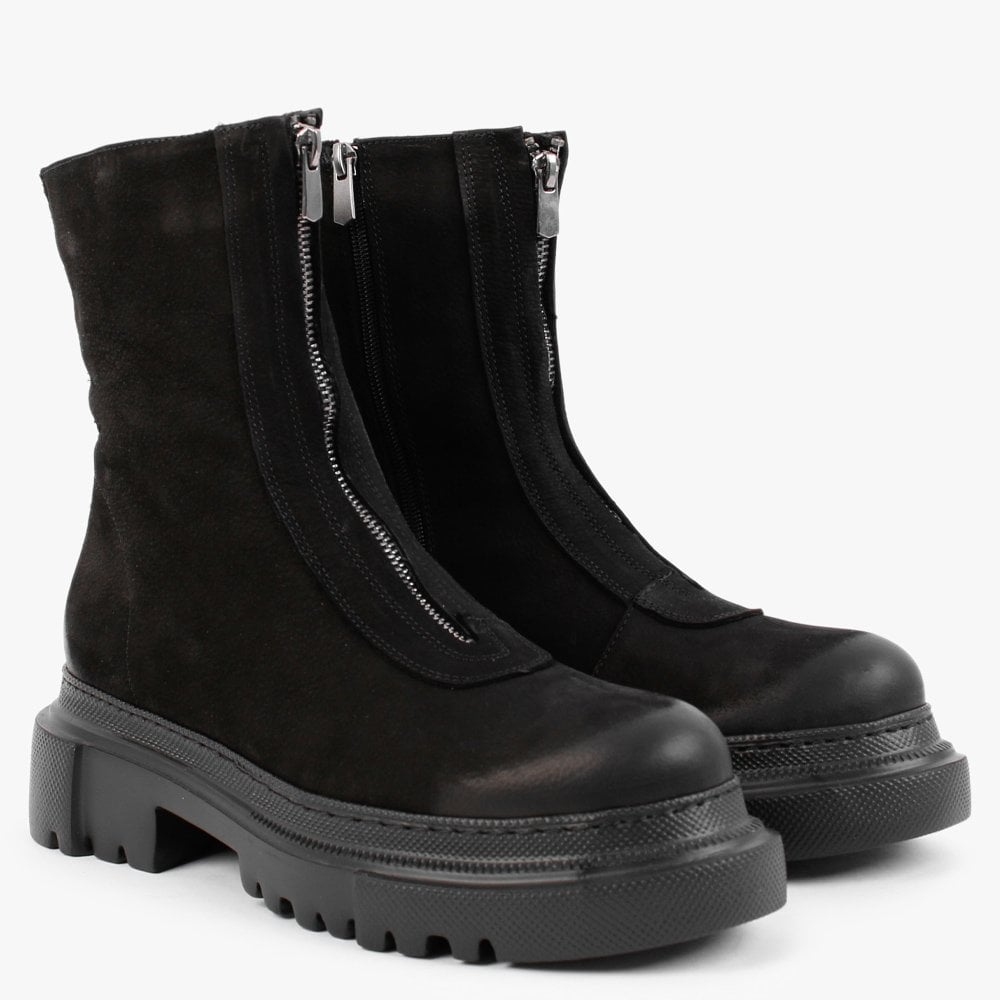 Myzip Black Suede Ankle Boots