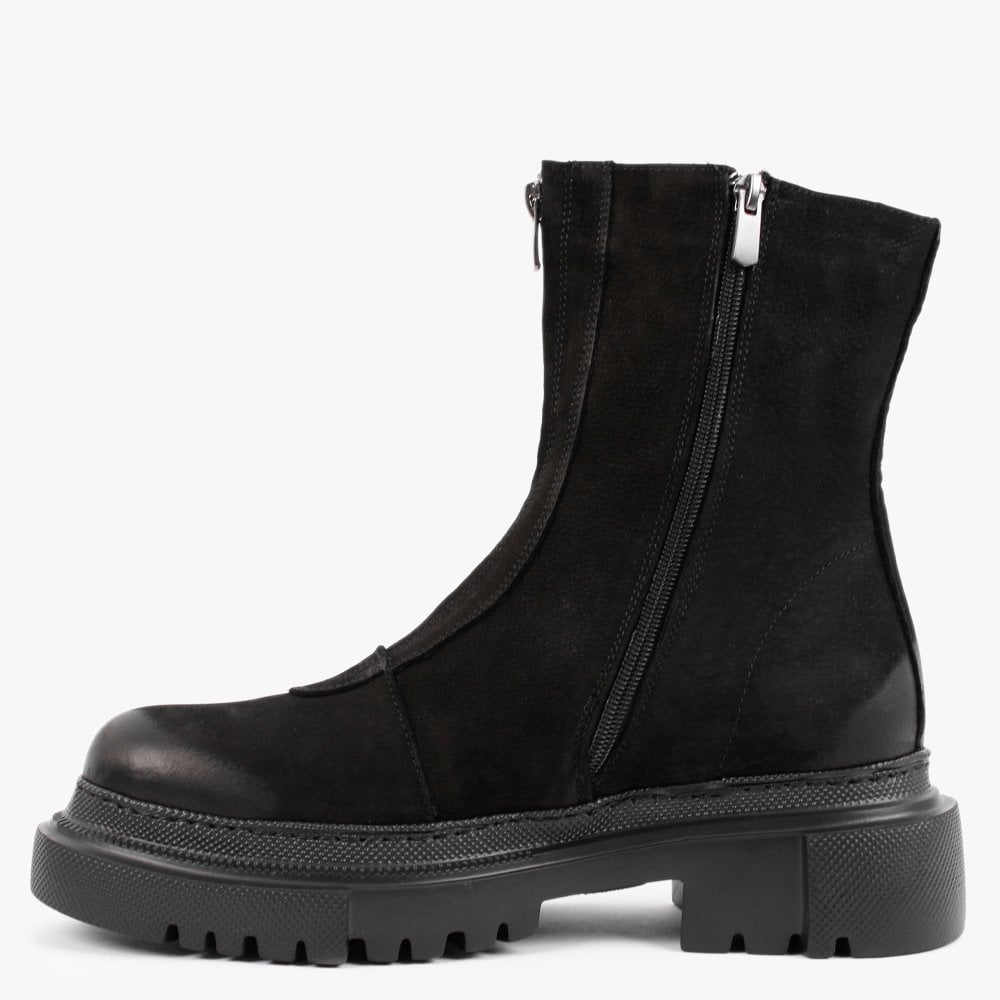 Myzip Black Suede Ankle Boots