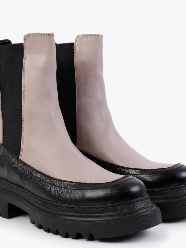 Mylas Taupe Leather Lug Sole Chelsea Boots