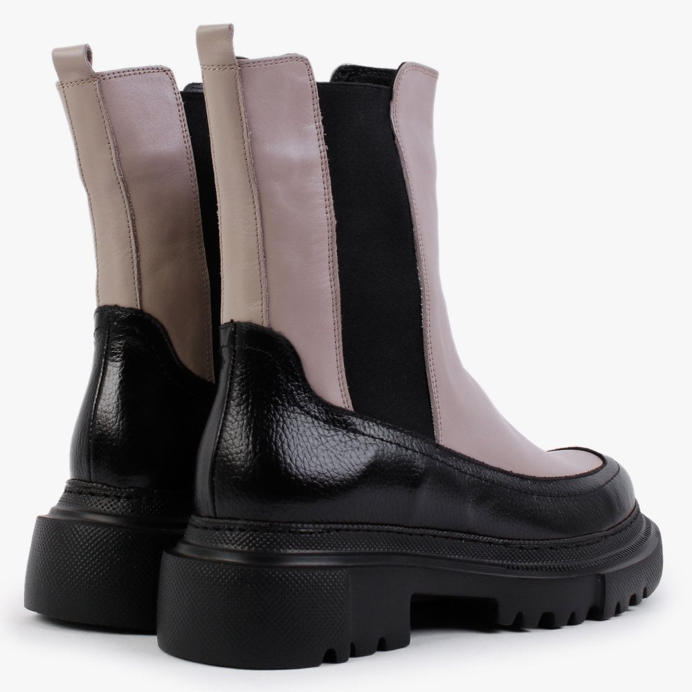 Mylas Taupe Leather Lug Sole Chelsea Boots