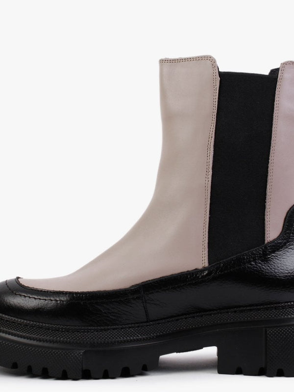 Mylas Taupe Leather Lug Sole Chelsea Boots