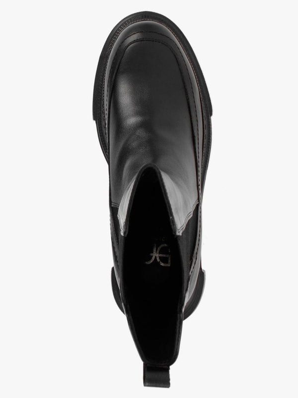 Mylas Black Leather Lug Sole Chelsea Boots
