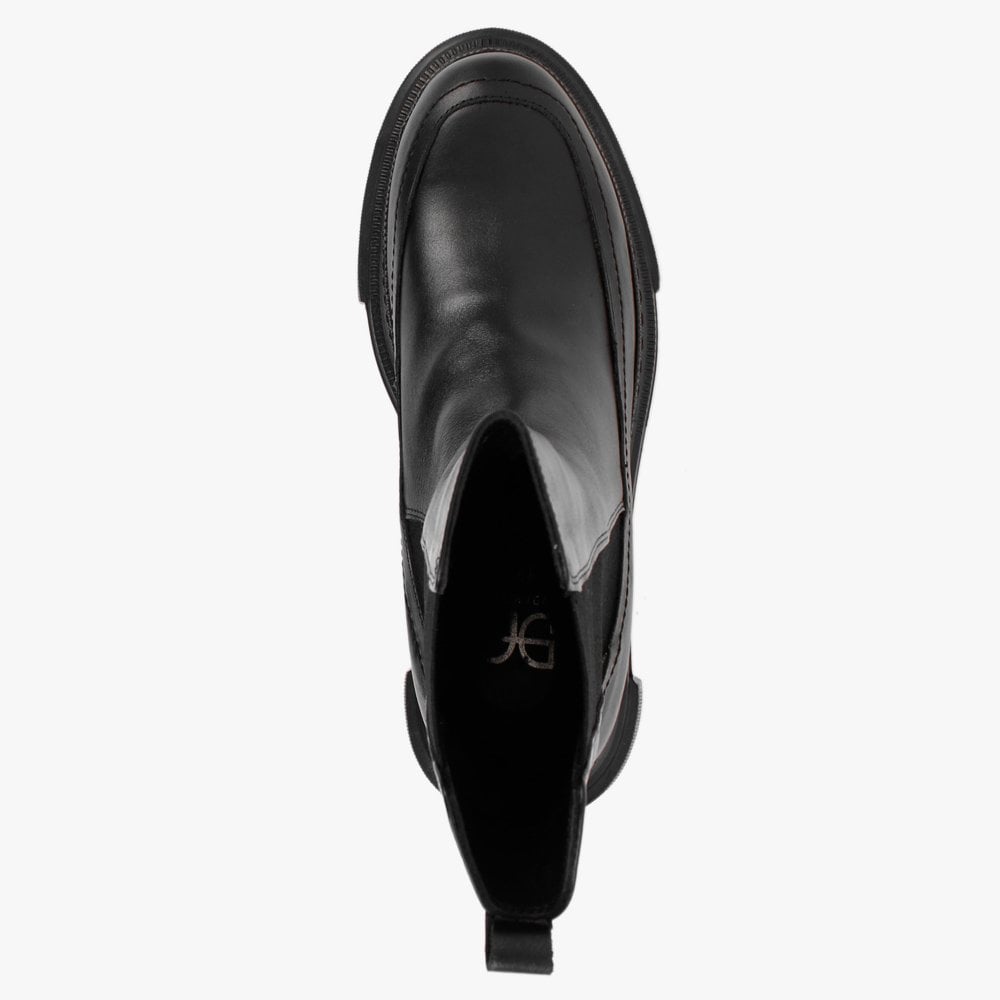 Mylas Black Leather Lug Sole Chelsea Boots