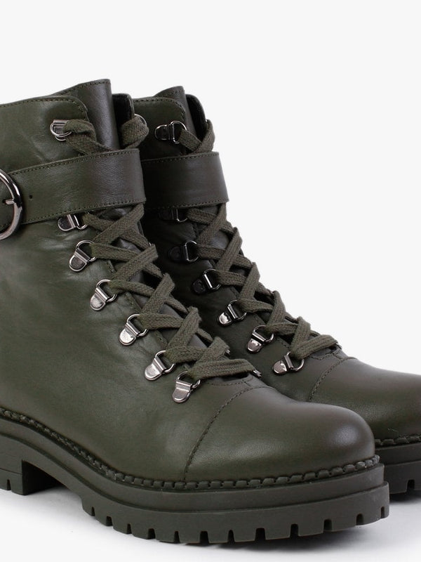 Moddy Khaki Leather Biker Boots