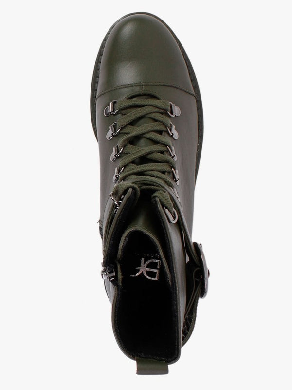 Moddy Khaki Leather Biker Boots